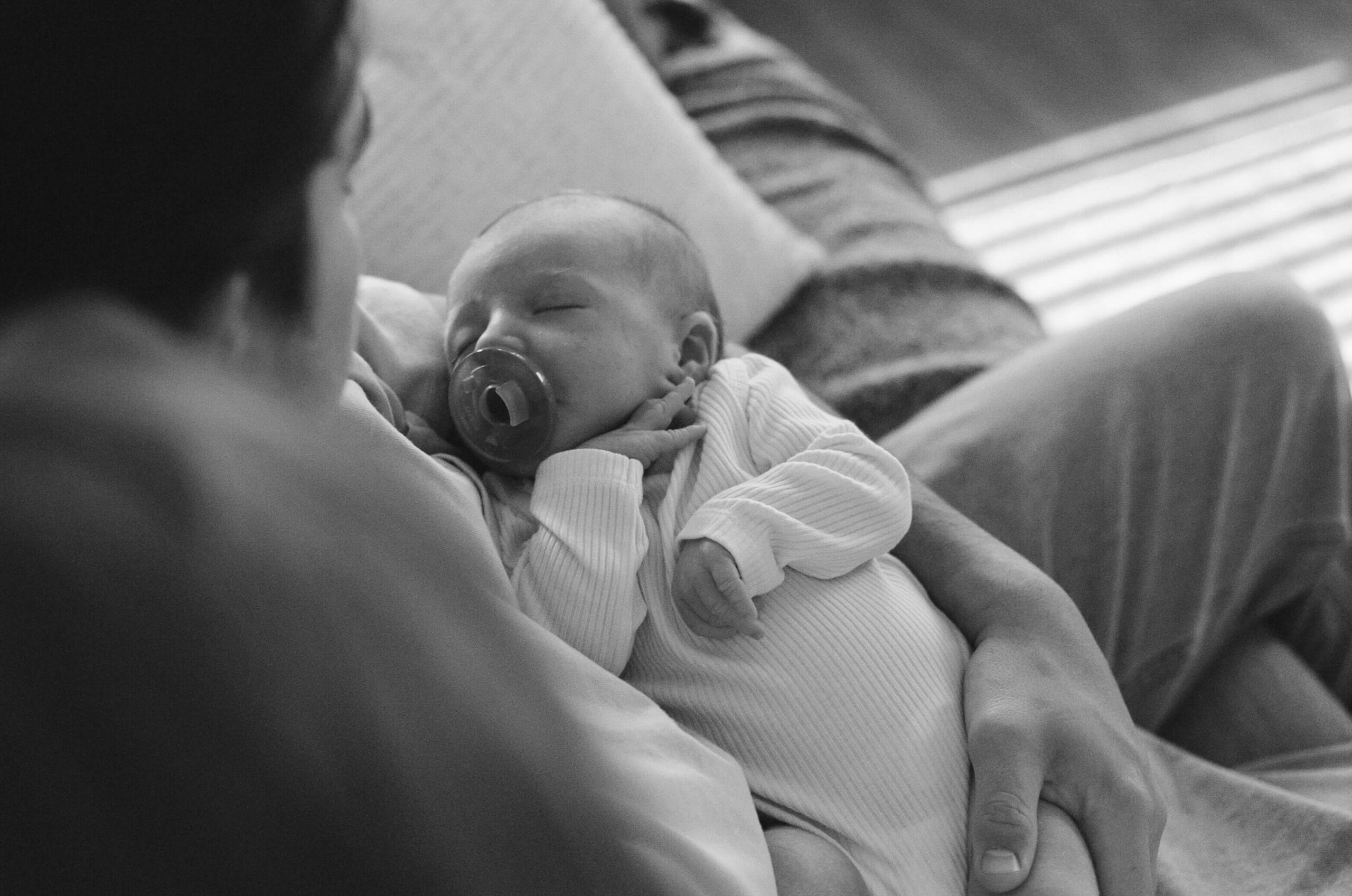 Dallas film family photographer in home newborn session analog film baby boy