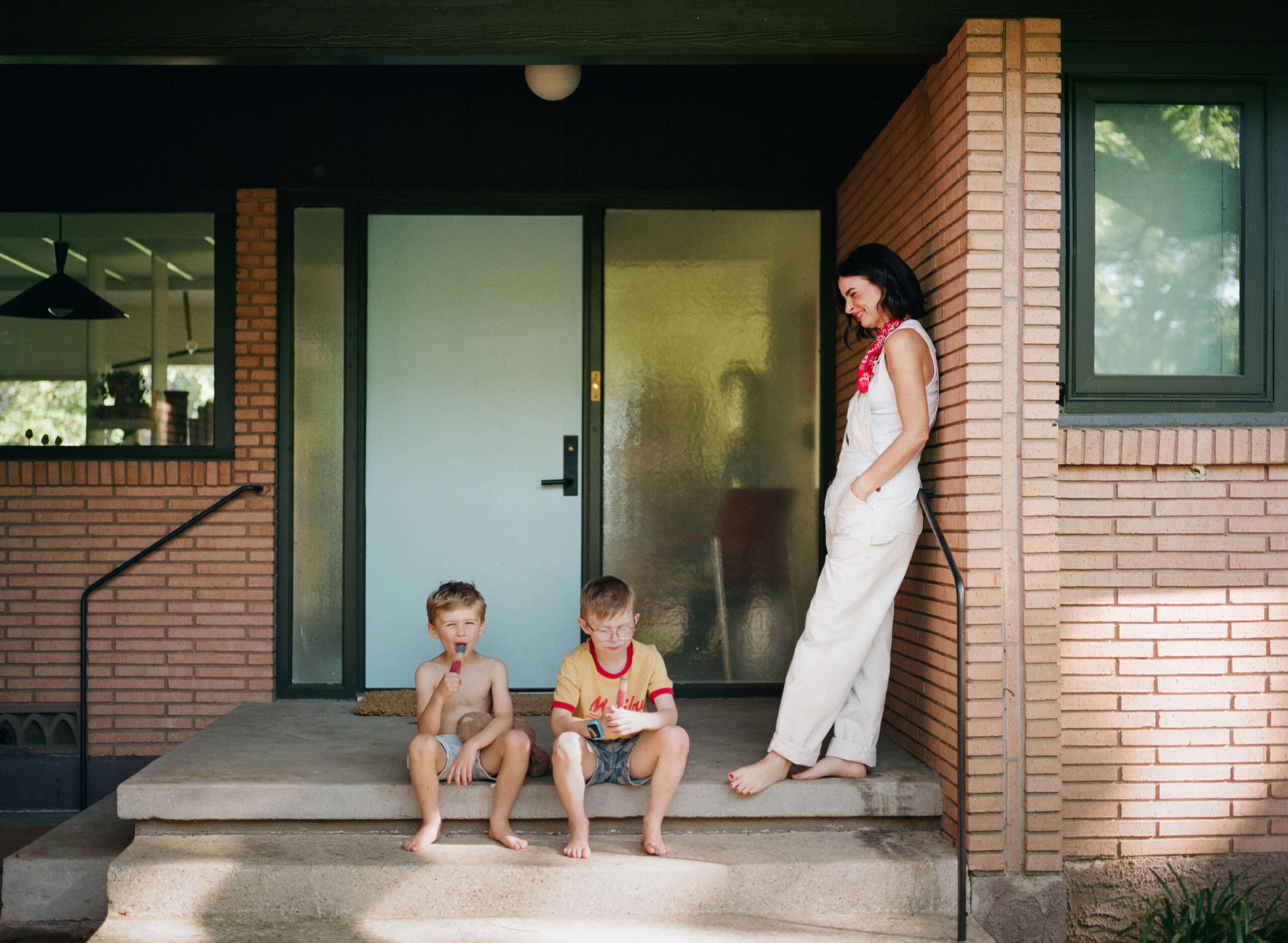 Waco Texas film family photographer in home Family Day session analog film Maddox family
